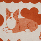 gruby koc bawełniany żakardowy wzór rasy Corgi detale corgi leżący