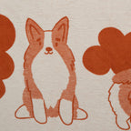 gruby koc bawełniany żakardowy wzór rasy Corgi detale corgi siedzący