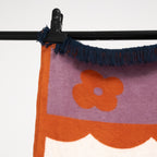 gruby koc bawełniany żakardowy wzór rasy Corgi detale góra frędzle blisko