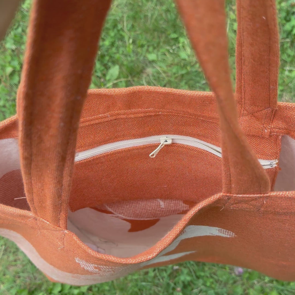Kieszonka wewnętrzna na zamek – torba eddo w kolorze pomarańczowym