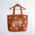 Torba Corgi w Kwiatki – żakardowa torba eddo z motywem corgi wśród kwiatów 